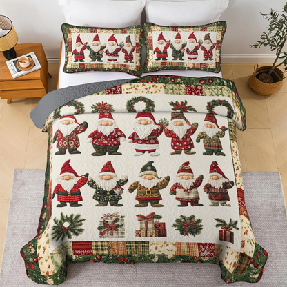 Shineful All Season Quilt 3-Piece Set Jolly Gnomes Christmas