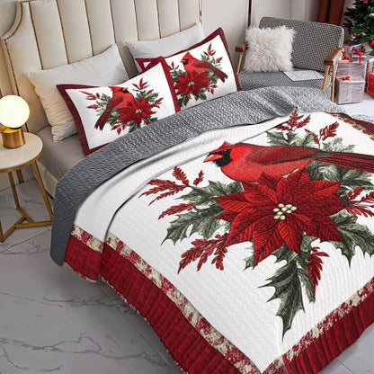 Shineful All Season Quilt 3-Piece Set Gentle Cardinal