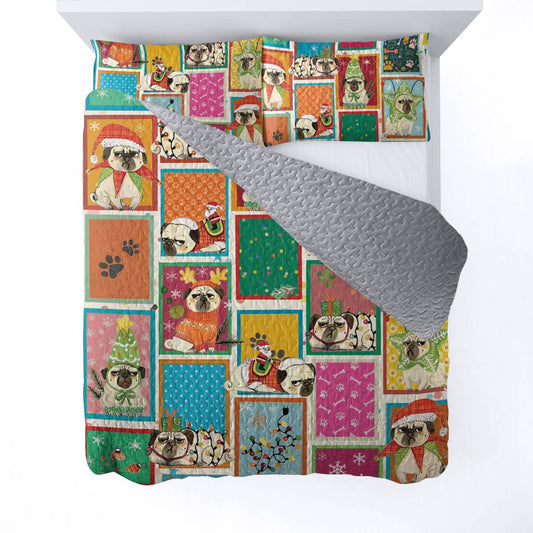 Shineful All Season Quilt 3-Piece Set Puggy Holiday