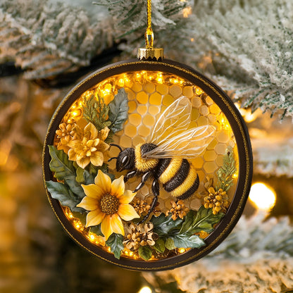 Shineful 2D Acrylic Ornament Golden Golden Bloom Bee