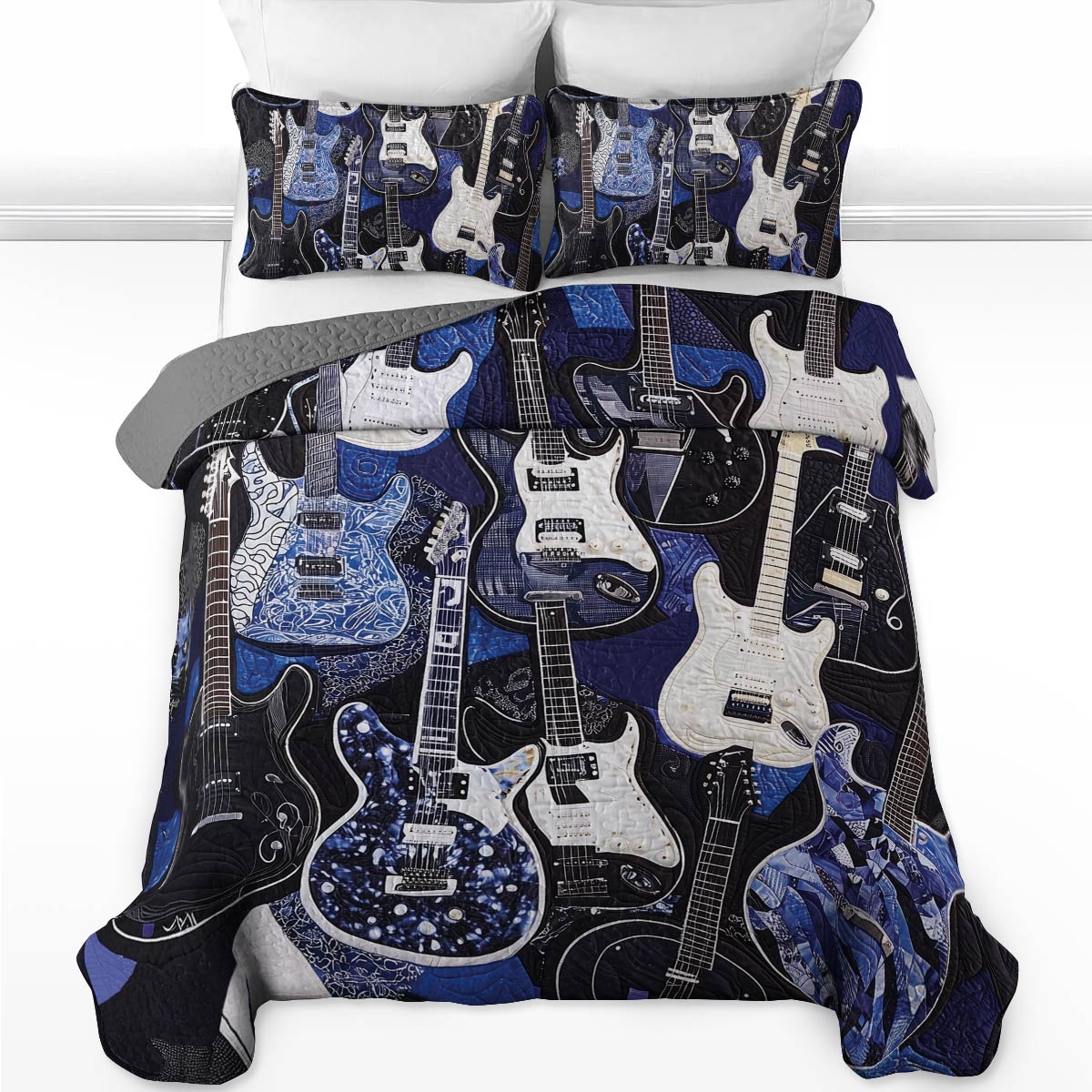 Shineful All Season Quilt 3-Piece Set - Rockin' Blues Guitar