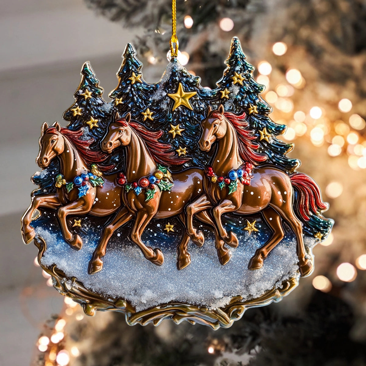 Shineful 2D Acrylic Ornament Galloping Through the Holidays