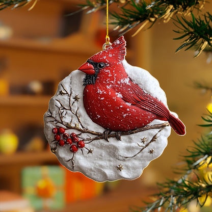 Shineful 2D Acrylic Ornament - Frosty Cardinal Whisper