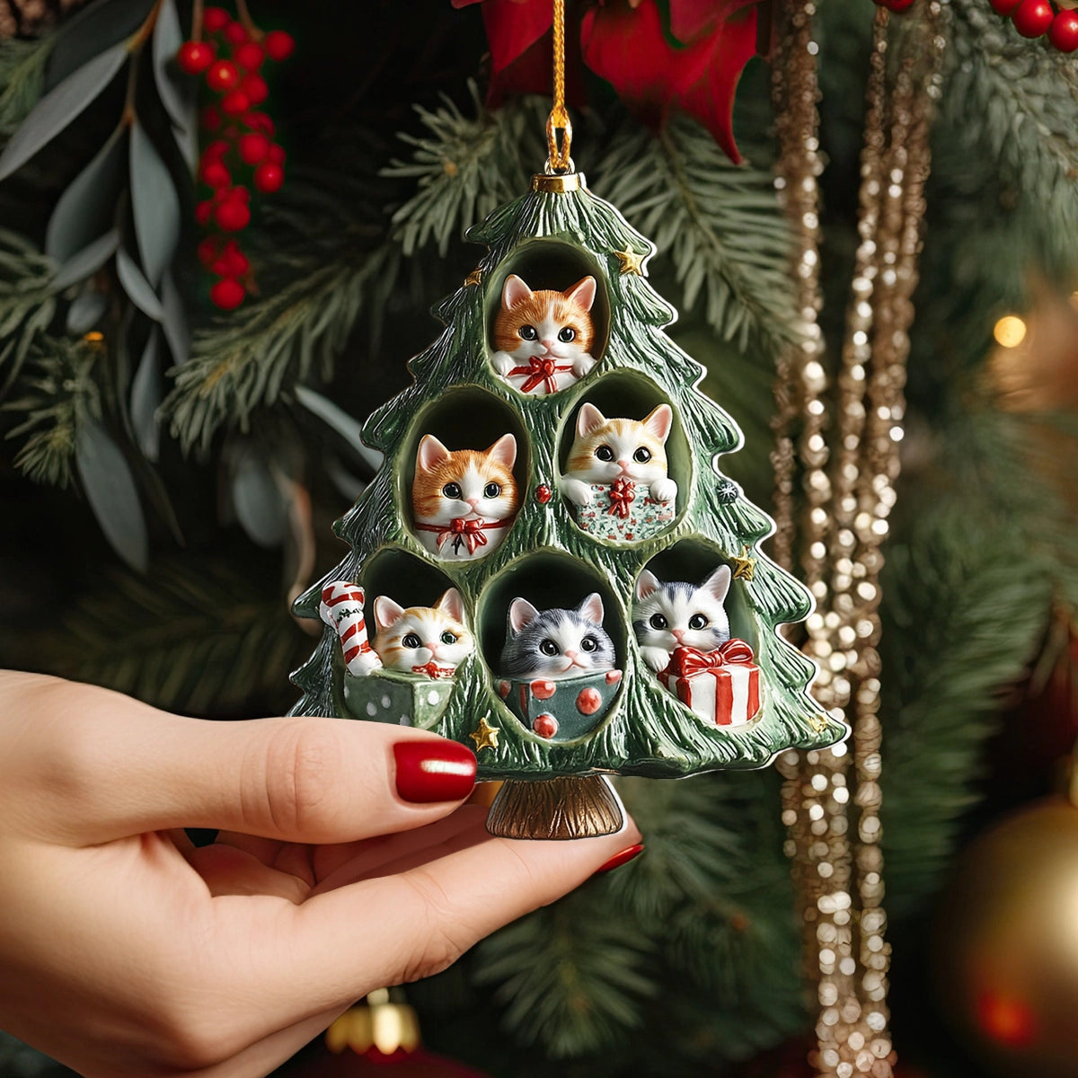 Shineful 2D Acrylic Ornament Purrfect Christmas Kitty Tree