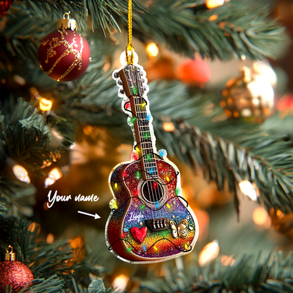 Shineful Personalized 2D Acrylic Ornament Hippie Spirit Guitar