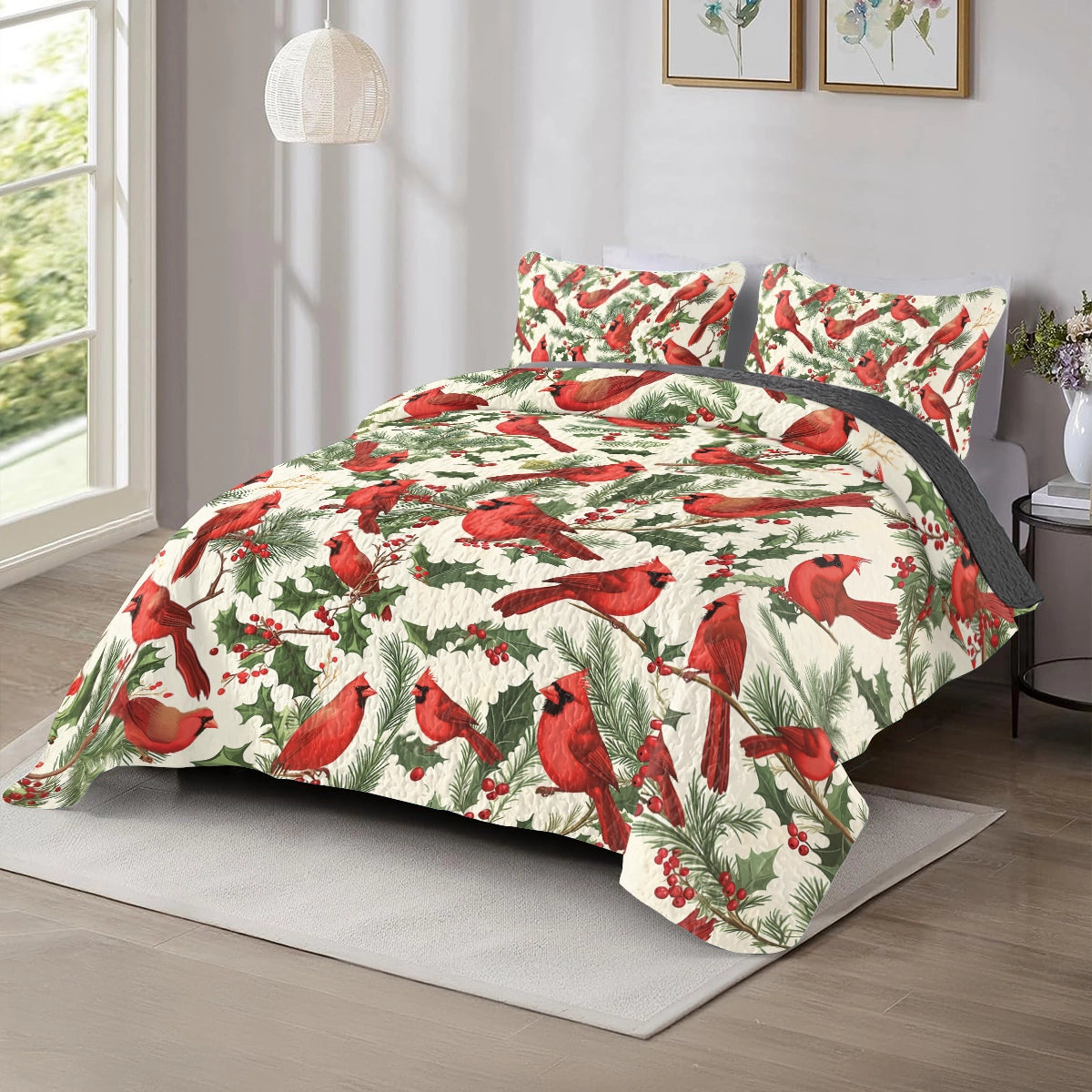 Shineful All Season Quilt 3-Piece Set - Cardinal Winter Wonderland