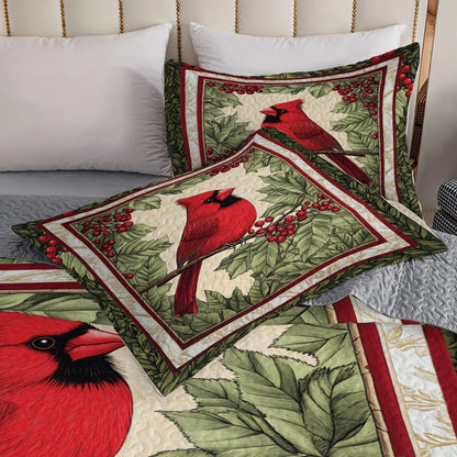 Shineful All Season Quilt 3-Piece Set - Cardinal Winter's Red Beauty