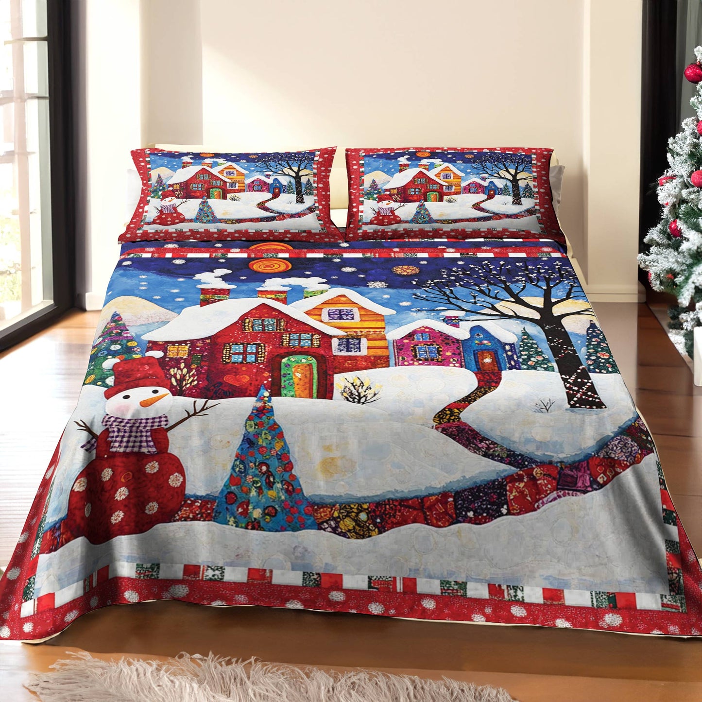 Shineful 4-Piece Bed Sheet Set Happy Christmas