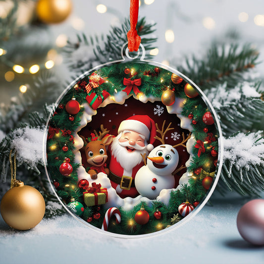 Shineful 2D Acrylic Ornament - Santa and Friends Holiday