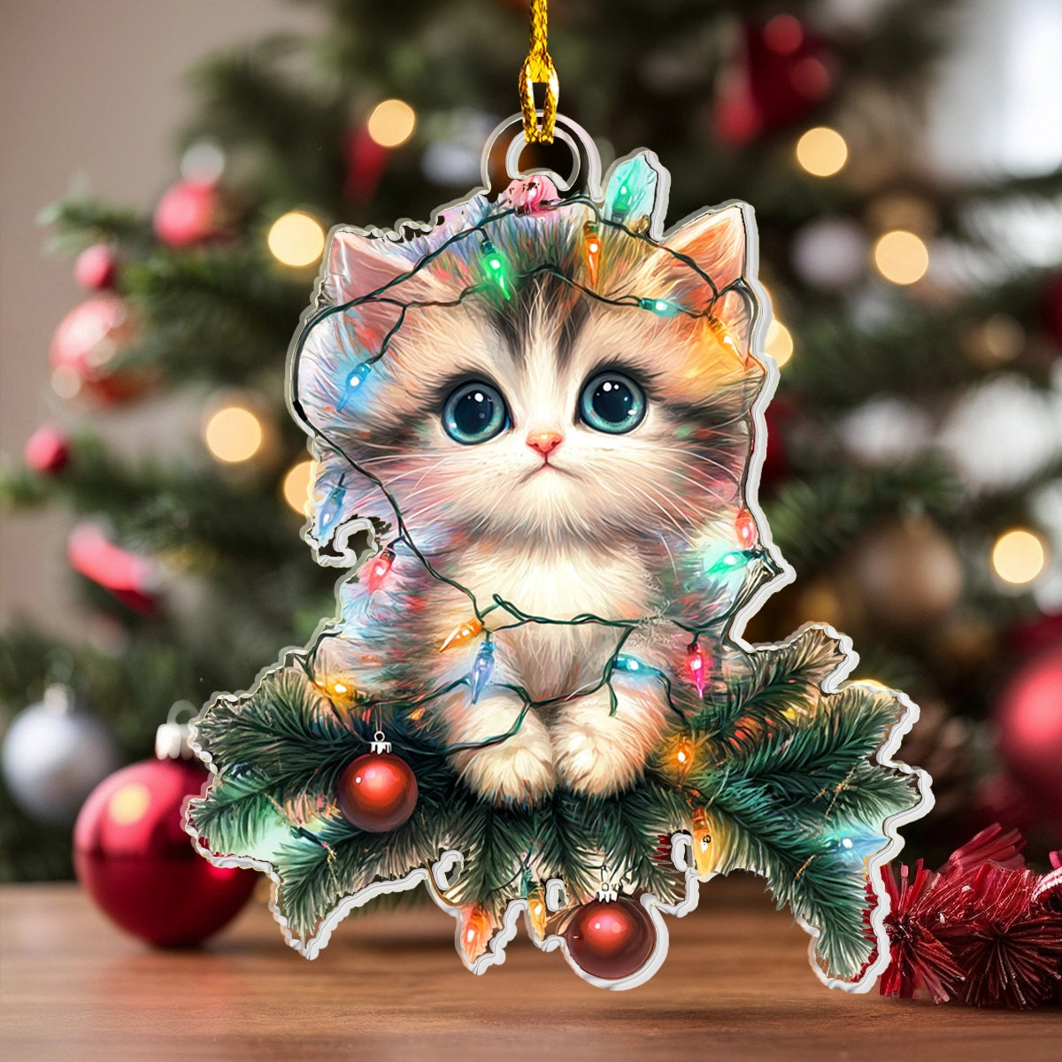 Shineful Acrylic Ornament Christmas Kitty