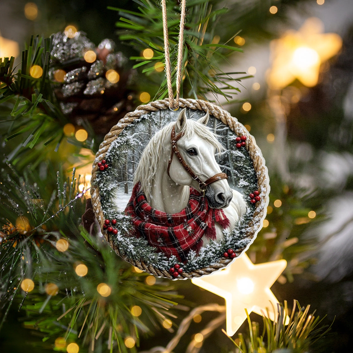 Shineful 2D Acrylic Ornament - White Horse in Winter