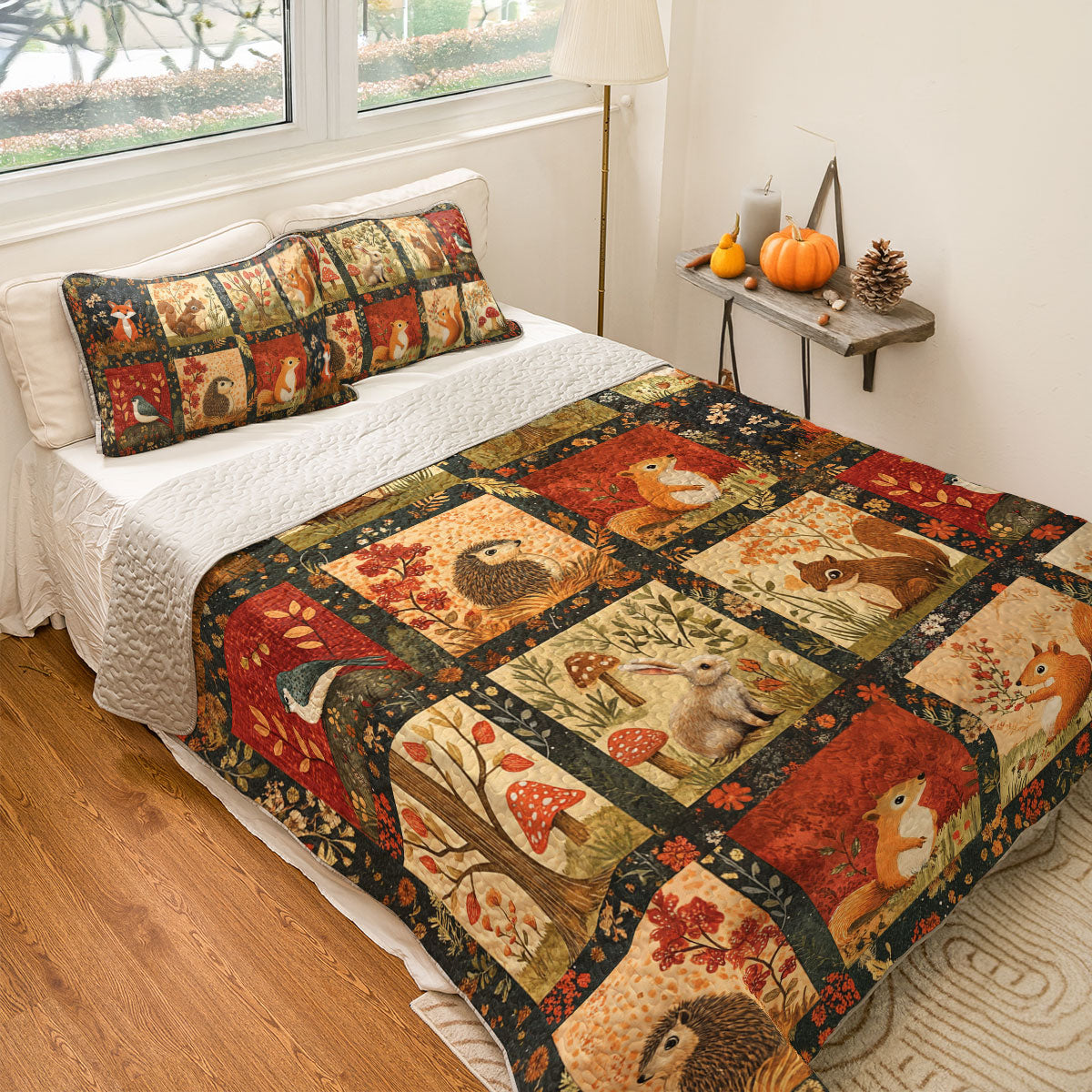 Shineful All Season Quilt 3-Piece Set Animal Forest Happy