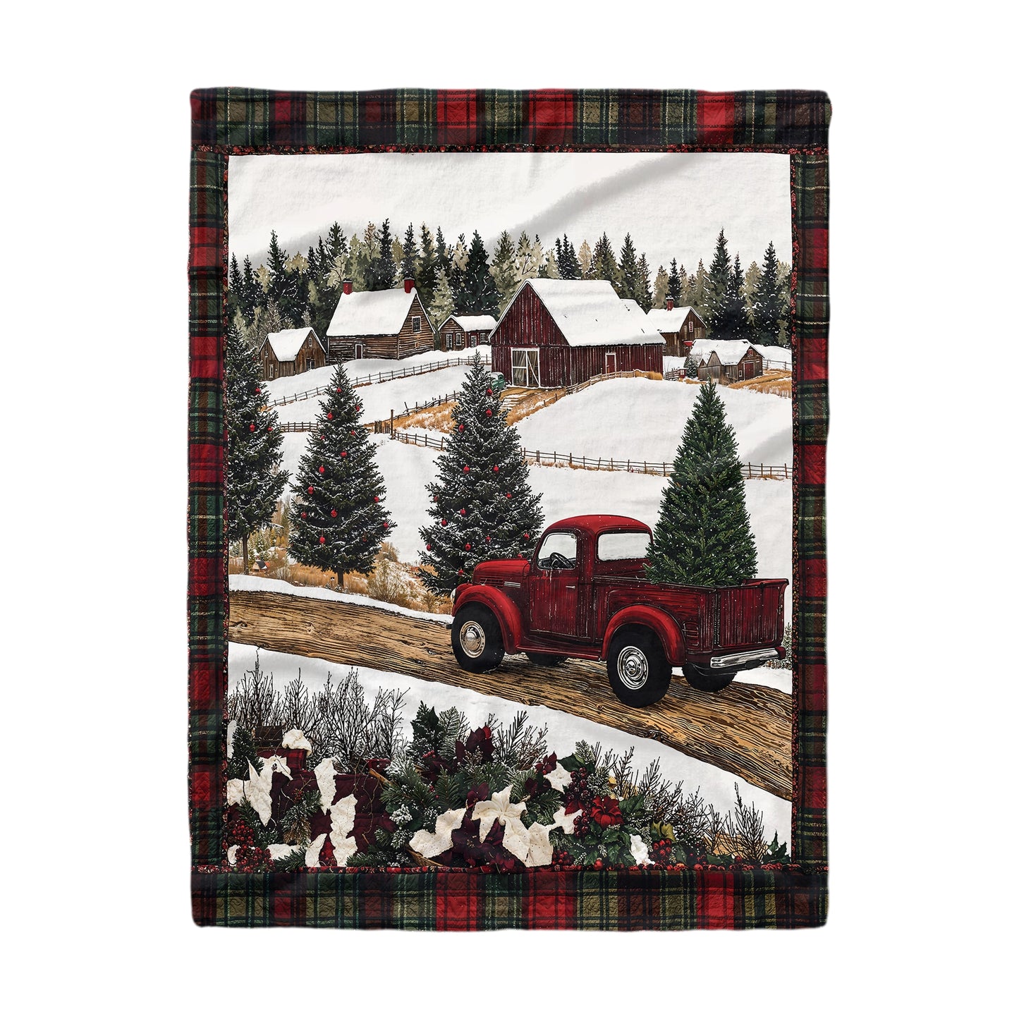 Shineful Fleece Blanket Christmas Truck