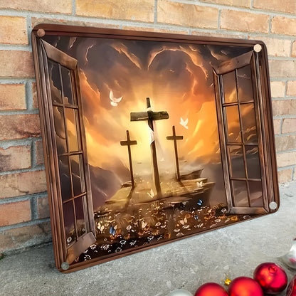 Shineful 2D Metal Sign Cross of Redemption