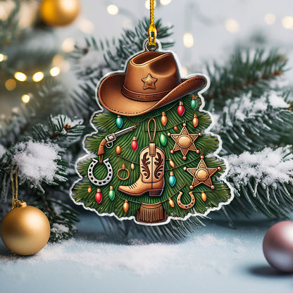 Shineful 2D Acrylic Ornament Personalized Cowboy Christmas Tree