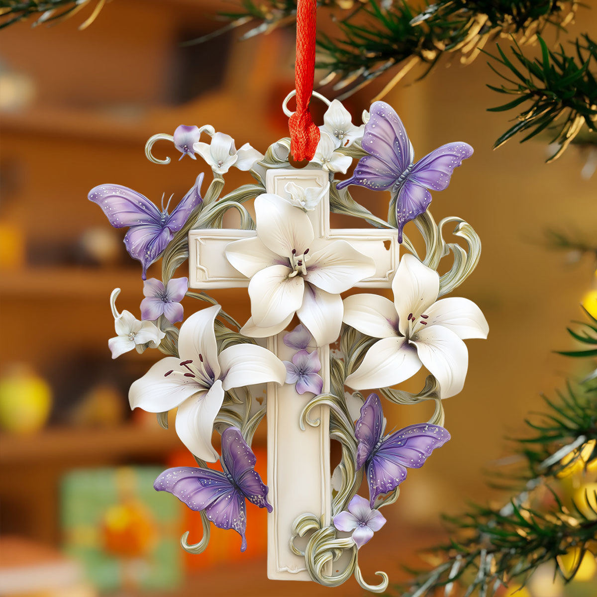 Shineful 2D Acrylic Ornament - Lily & Butterfly Cross Collection