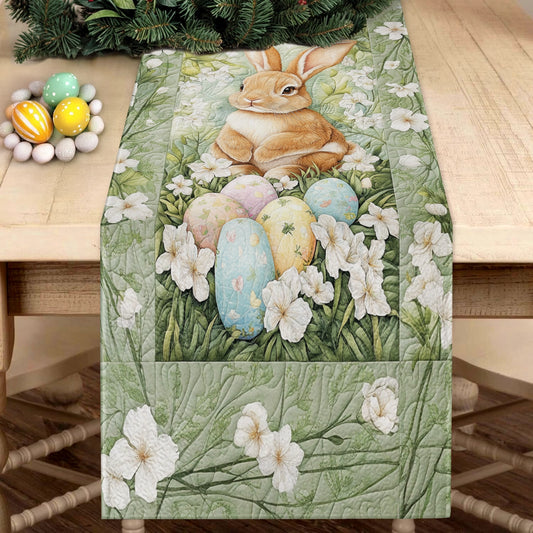 Shineful 2D Quilted Table Runner Easter Blossom Bunny