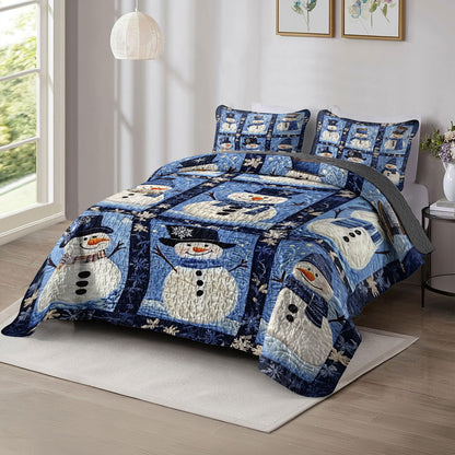 Shineful All Season Quilt 3-Piece Set Frosty Winter Snowman