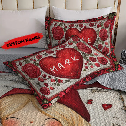 Shineful All Season Quilt 3-Piece Set - Pesonalized Romantic Valentine Couple