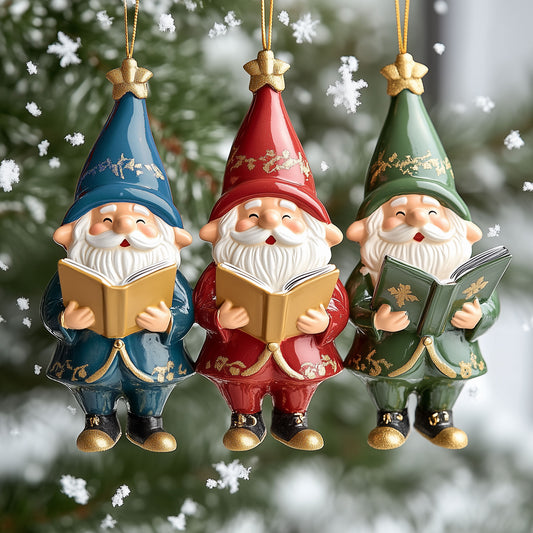 Glänzendes 2D-Ornament aus Acryl – Gnome Caroler Collection