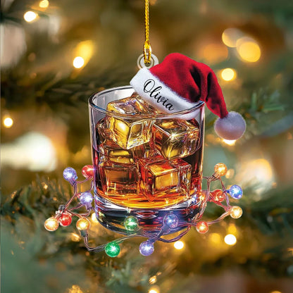 Glänzendes 2D-Ornament aus Acryl – personalisierter festlicher Whiskey-Jubel