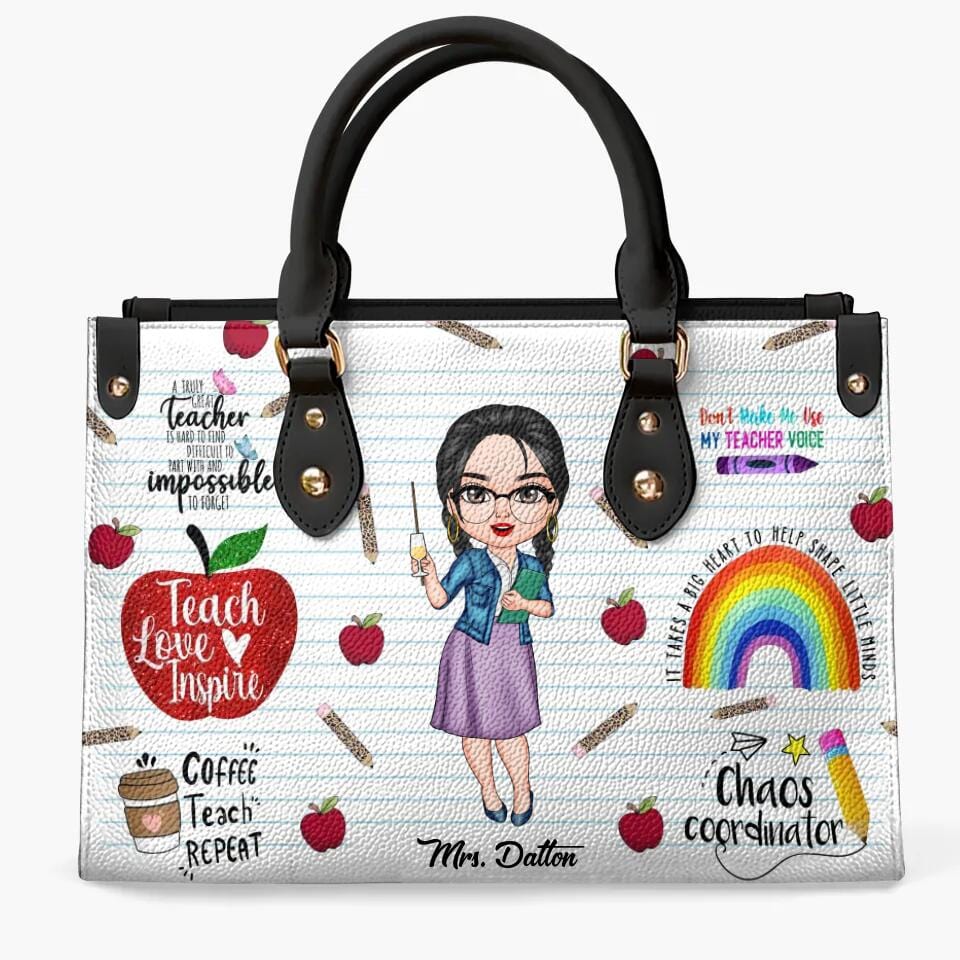 Teacher Shineful® Personalized Bag Teach Love Inspire Lv01 Leather