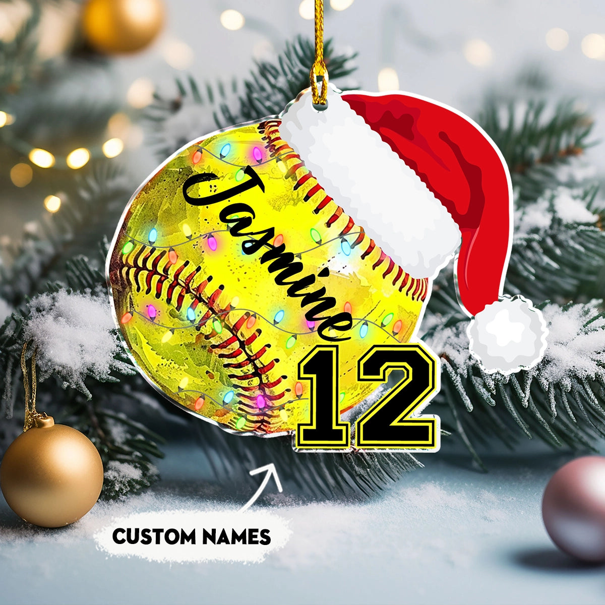 Shineful 2D Acrylic Ornament Personalized Softball Christmas