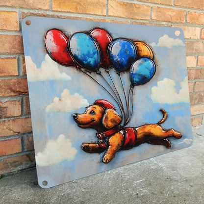 Shineful 2D Metal Sign Flying Dachshund