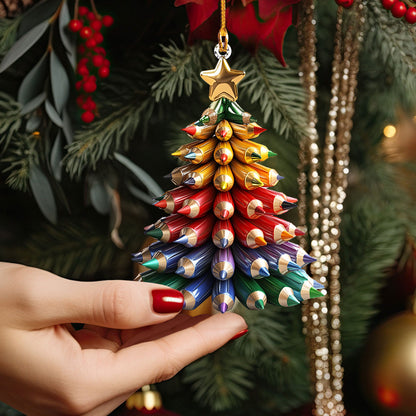 Shineful 2D Acrylic Ornament - Holiday Pencil Tree