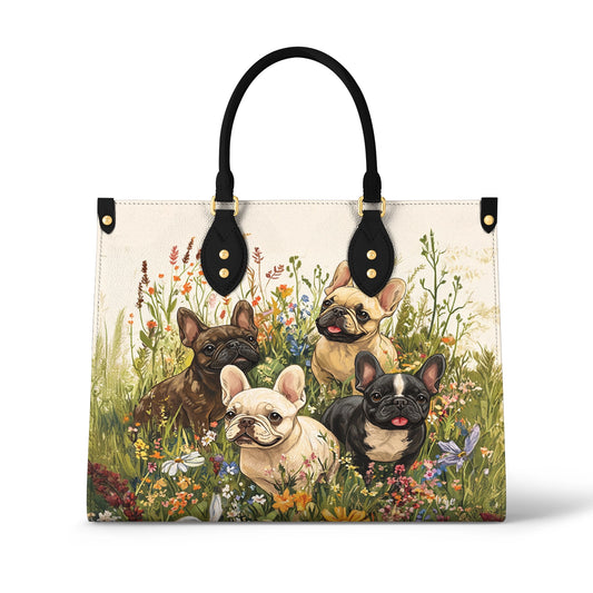 Glänzende Ledertasche Frenchie Bloom