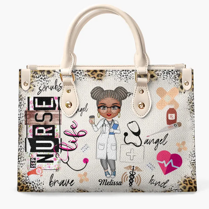 Sac en cuir brillant cadeau pour infirmière, CNA, CMA, médecin - Nurse Life Scrubs Nurse Day personnalisé