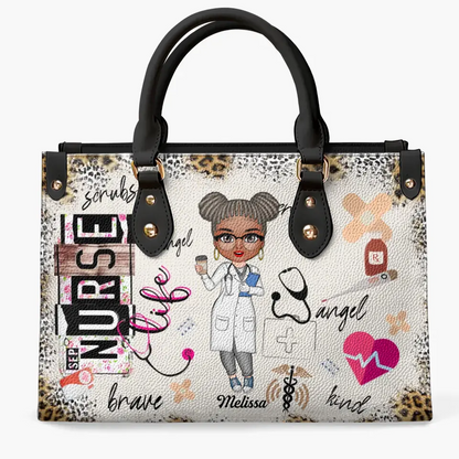 Sac en cuir brillant cadeau pour infirmière, CNA, CMA, médecin - Nurse Life Scrubs Nurse Day personnalisé