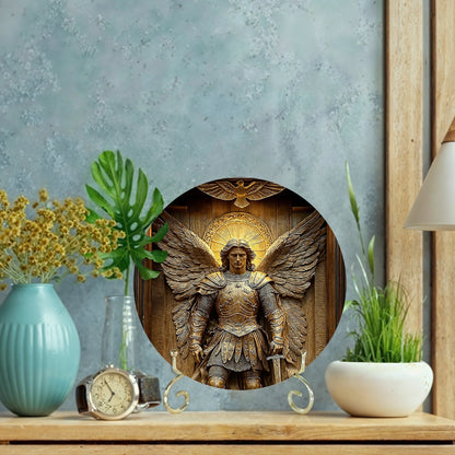 Shineful 2D Wooden Plaque, Hanging Decor, Door Sign Archangel Michael Warrior