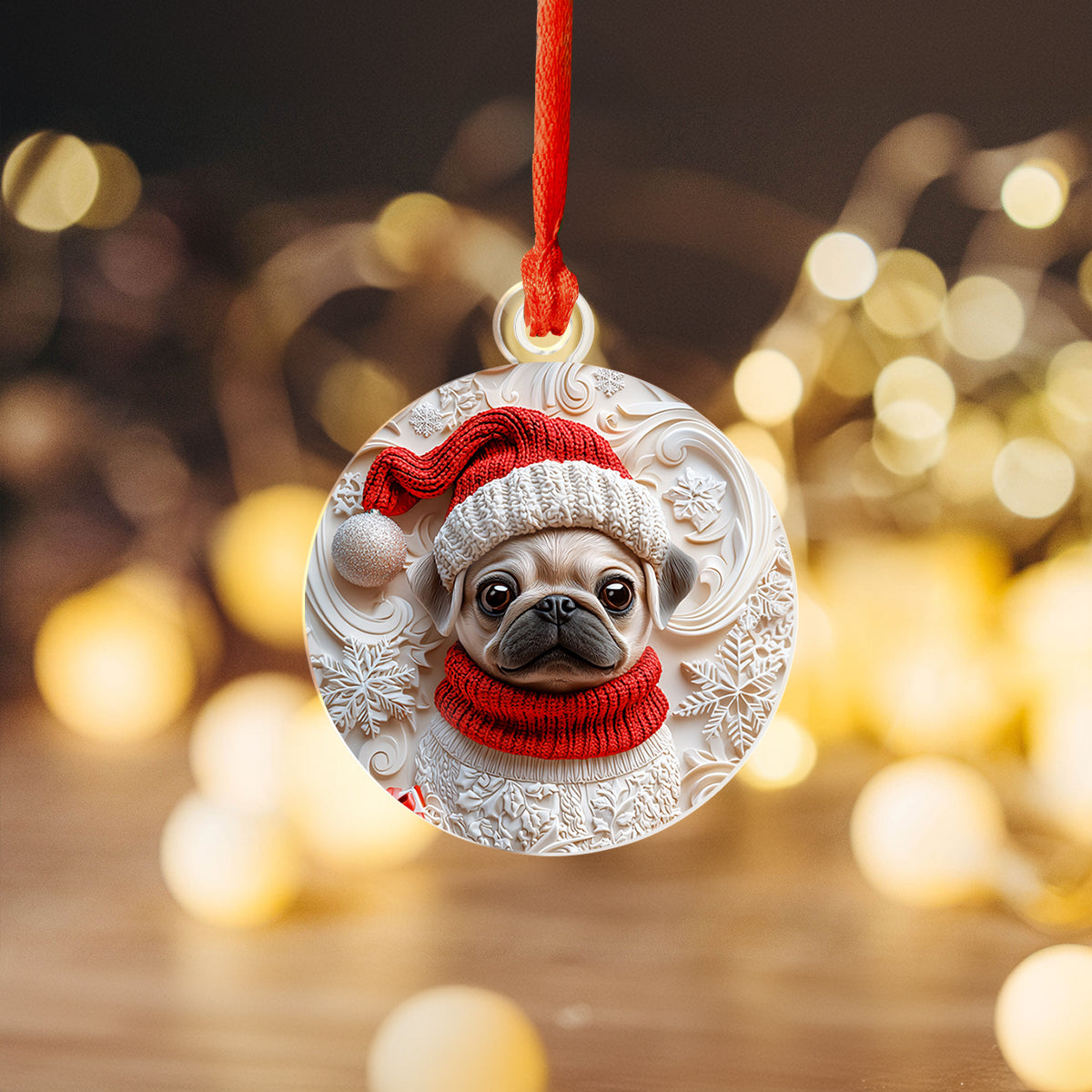 Shineful 2D Acrylic Ornament Snowy Puggy