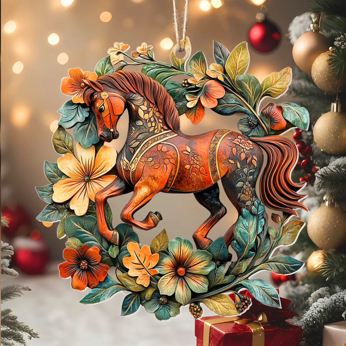 Shineful 2D Acrylic Ornament - Horse Majestic Steed Floral