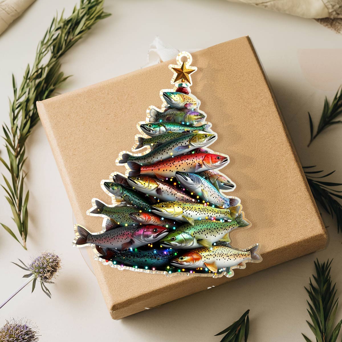 Shineful 2D Acrylic Ornament Amazing Trout Christmas Tree