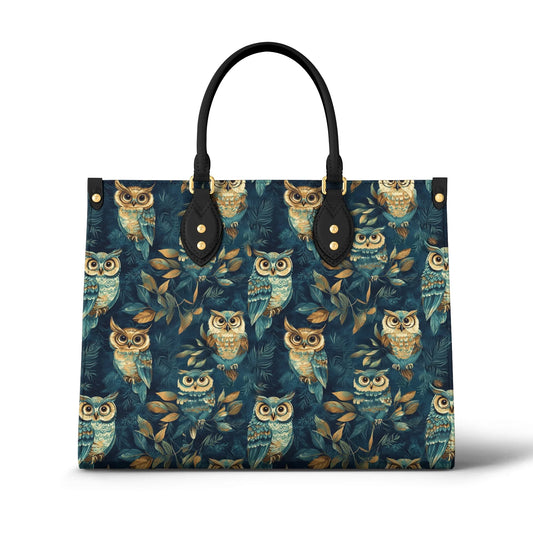 Sac en cuir brillant personnalisé Nightfall Owl Symphony