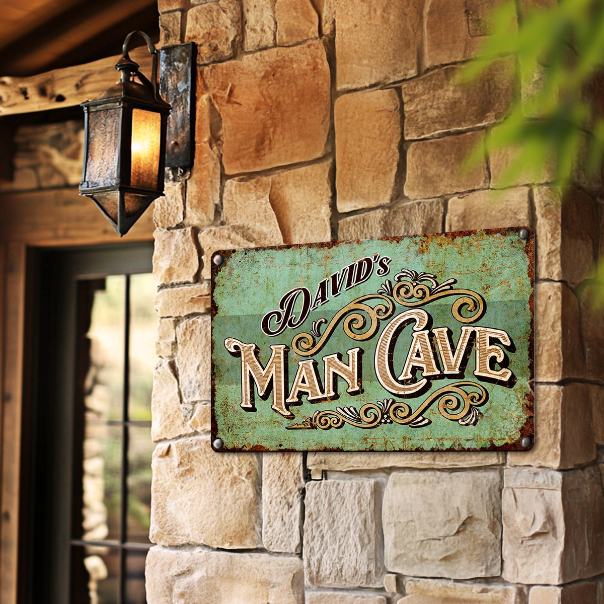 Shineful 2D Metal Sign Personalized Rustic Cave