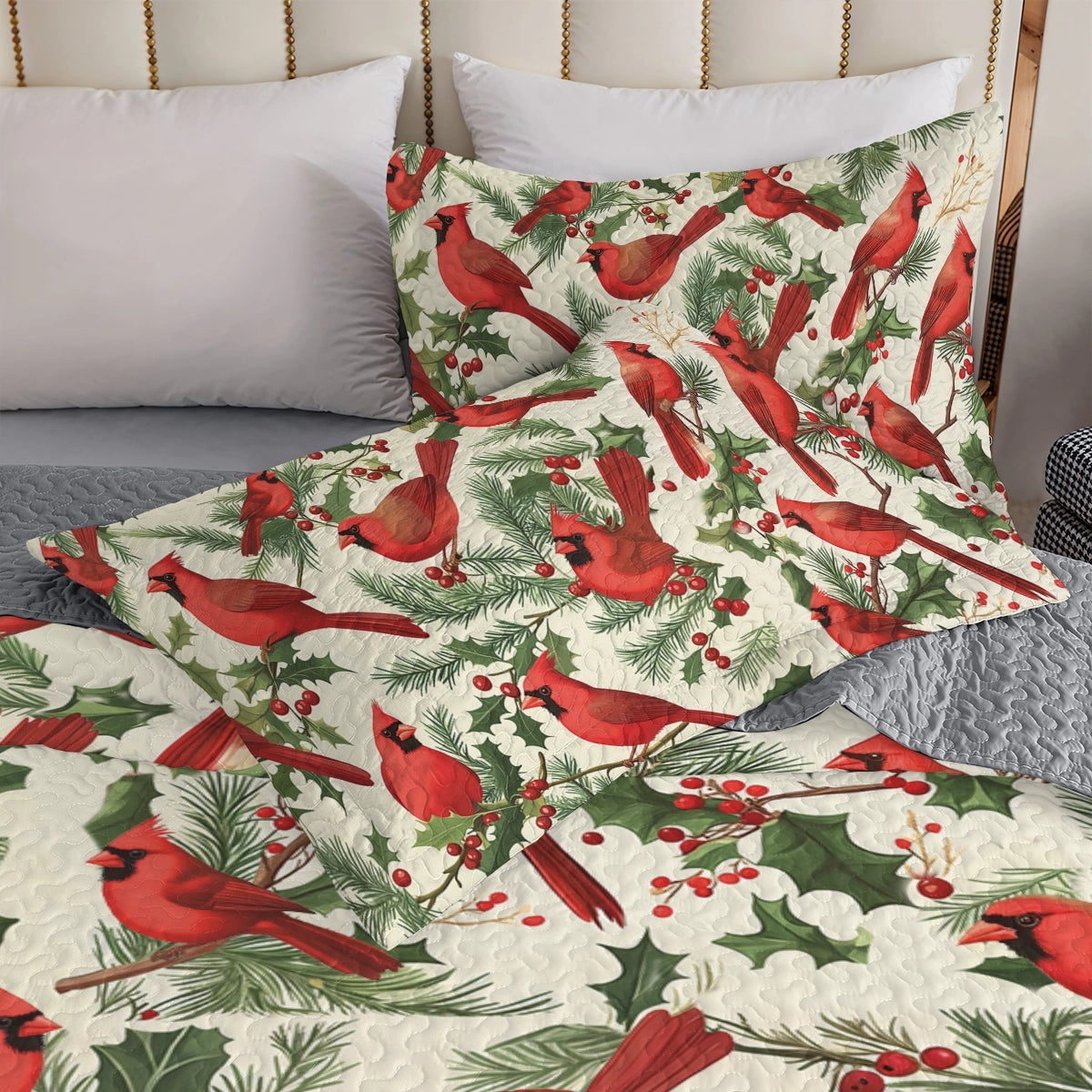 Shineful All Season Quilt 3-Piece Set - Cardinal Winter Wonderland