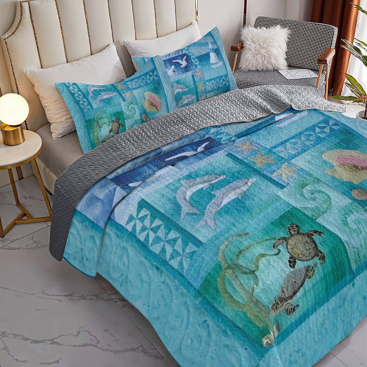 Shineful All Season Quilt 3-Piece Set Coastal Calm