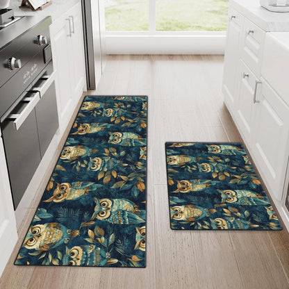 Shineful Ultra-Thin Non Skid Floor Mat, Kitchen Rugs Nightfall Owl Symphony