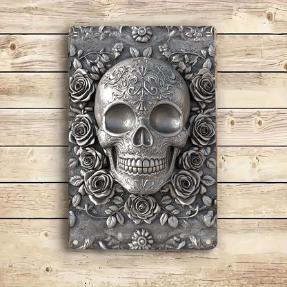 Shineful 2D Flat Print Metal Sign Gorgeous Sugar Skull Roses