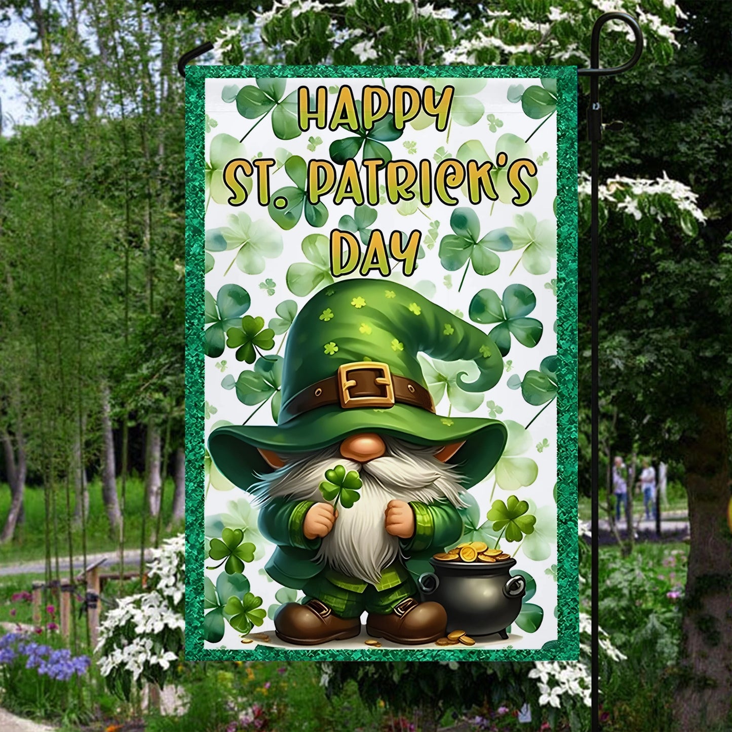 Shineful Garden Flag 12" x 18" Irish Charm Gnome