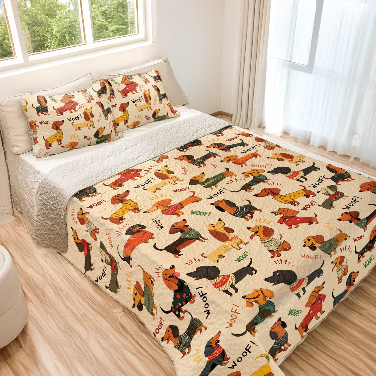 Shineful All Season Quilt 3-Piece Set - Dapper Dachshunds Woof-tastic