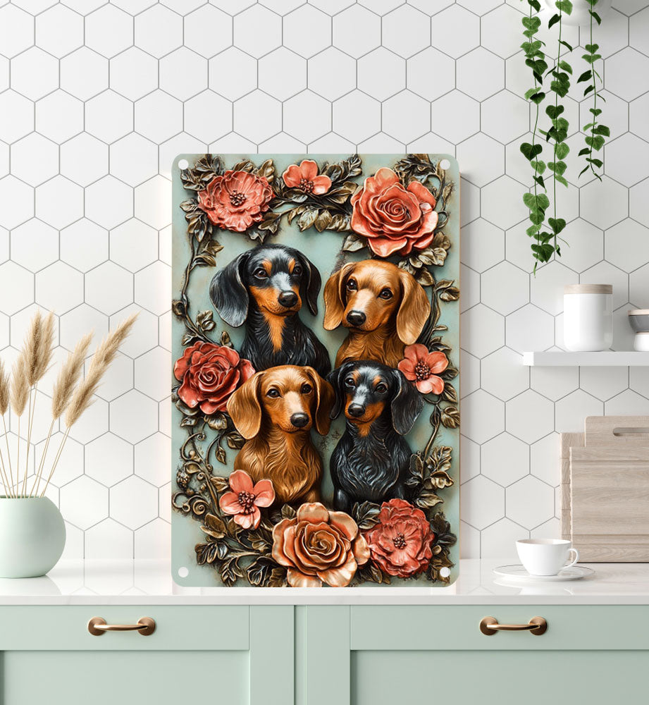 Shineful 2D Metal Sign Floral Dachshunds