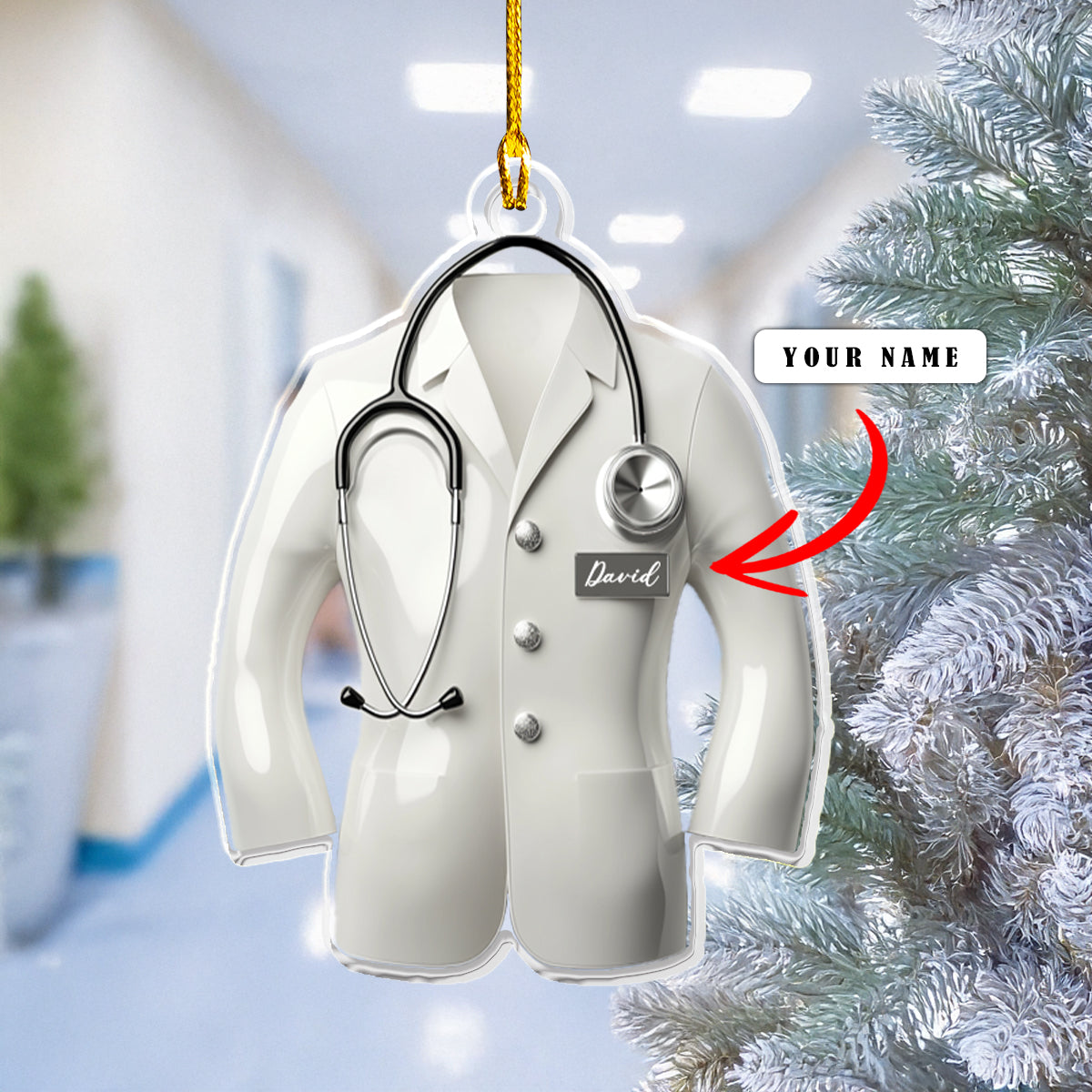 Shineful Personalized 2D Acrylic Ornament - Doctor's White Coat