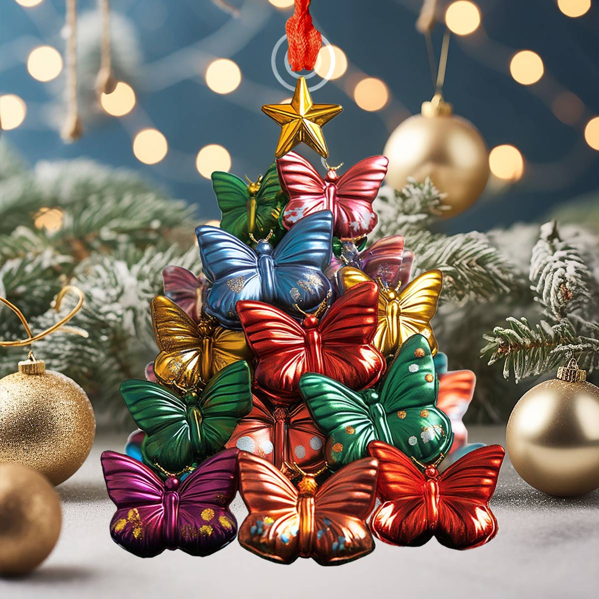 Shineful 2D Acrylic Ornament Butterfly Christmas Tree