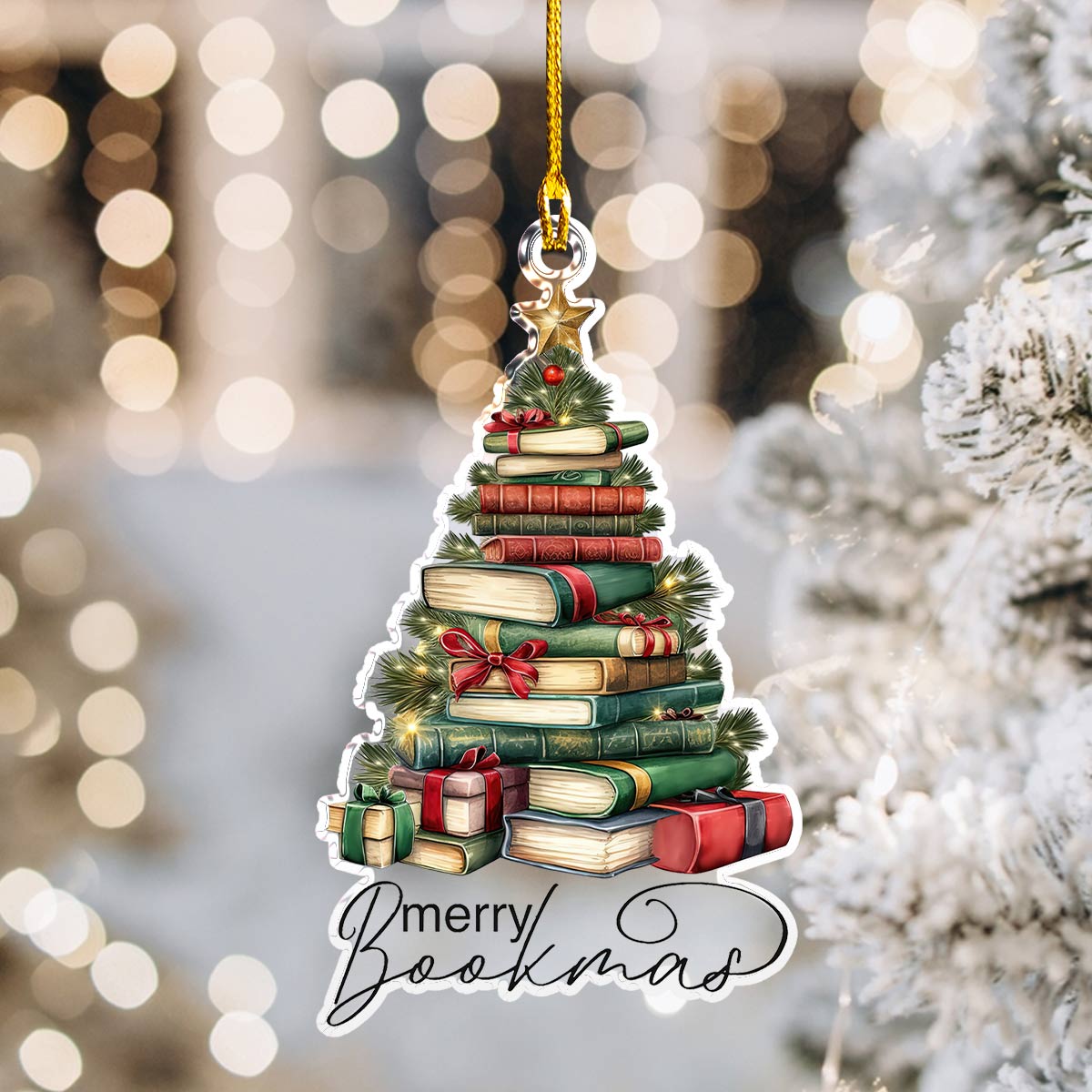 Shineful 2D Acrylic Ornament Merry Bookmas Tree