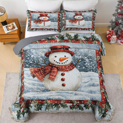 Shineful All Season Quilt 3-Piece Set Frosty Snowman