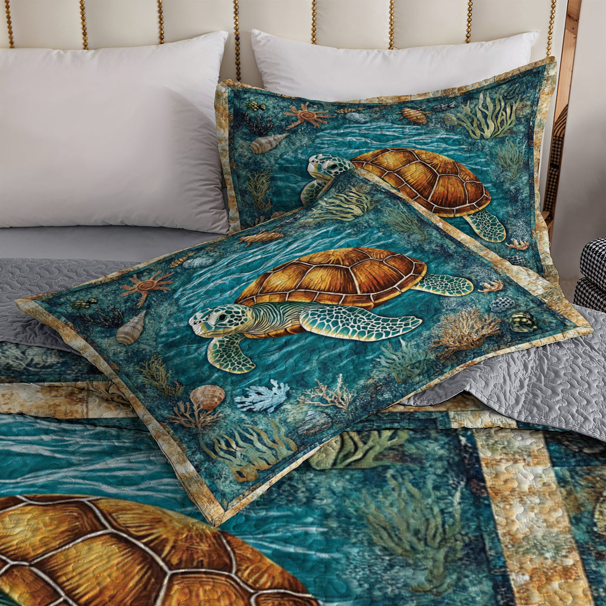 Shineful All Season Quilt 3-Piece Set Underwater Turtle